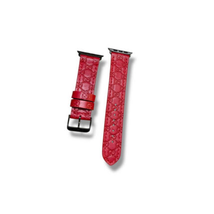 Customizable Upcycled GG Red Leather Watch Band