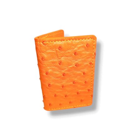 Tangerine Genuine Ostrich Pocket Organizer Wallet