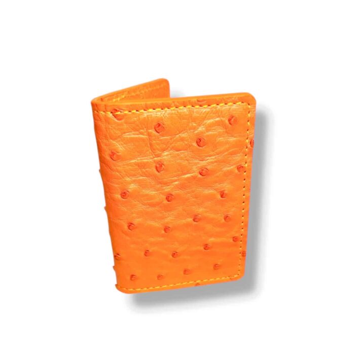 Tangerine Genuine Ostrich Pocket Organizer Wallet - Image 1