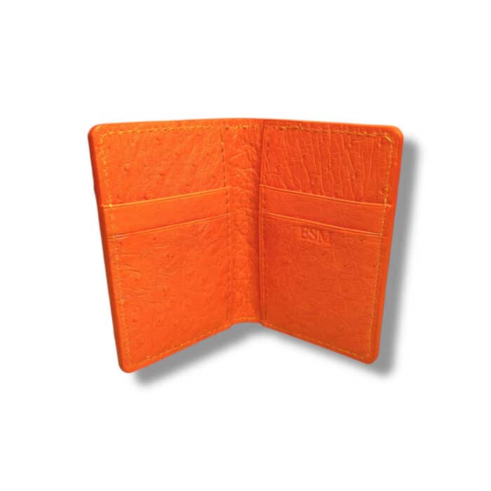 Tangerine Genuine Ostrich Pocket Organizer Wallet - Image 6