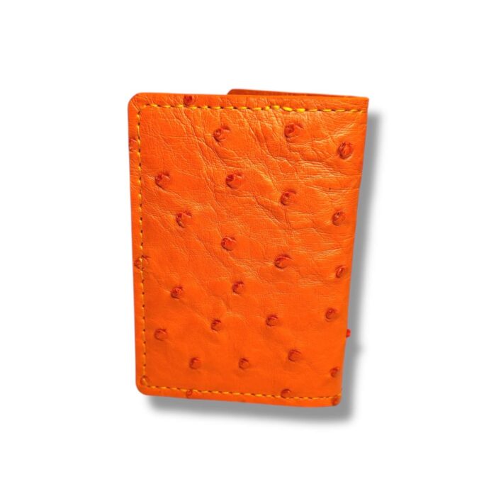 Tangerine Genuine Ostrich Pocket Organizer Wallet - Image 2