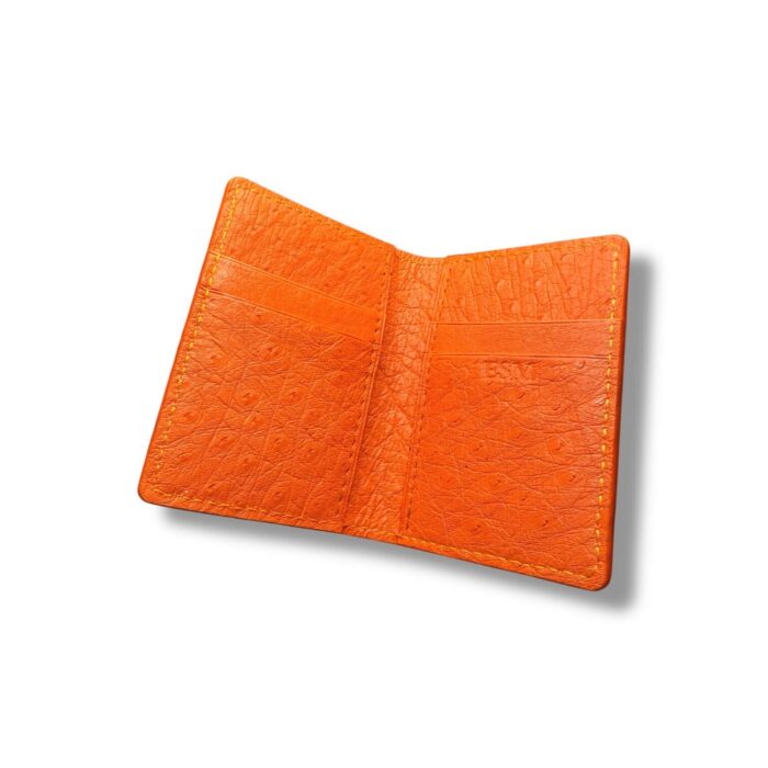 Tangerine Genuine Ostrich Pocket Organizer Wallet - Image 4